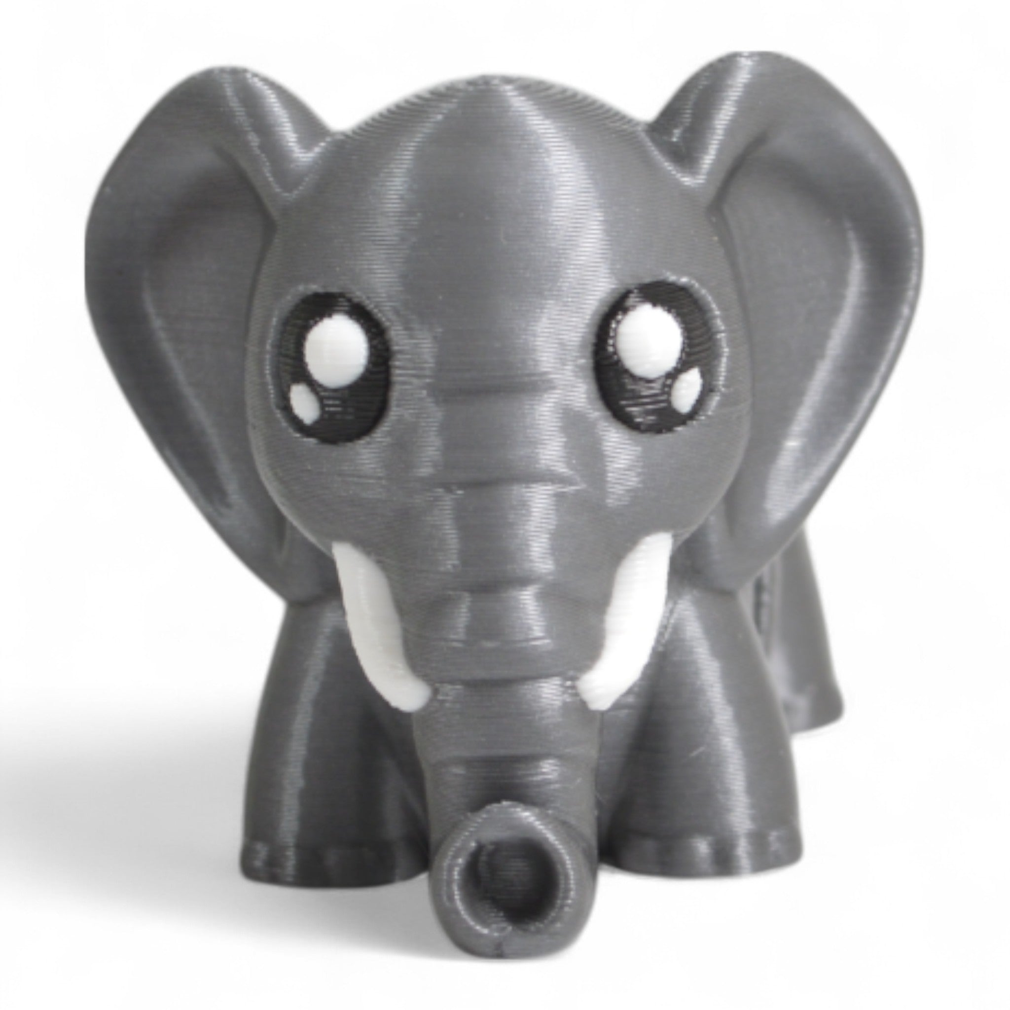 Gri Cribbliz fil figürü önden görünüm – hareketli kulak detaylı oyuncak