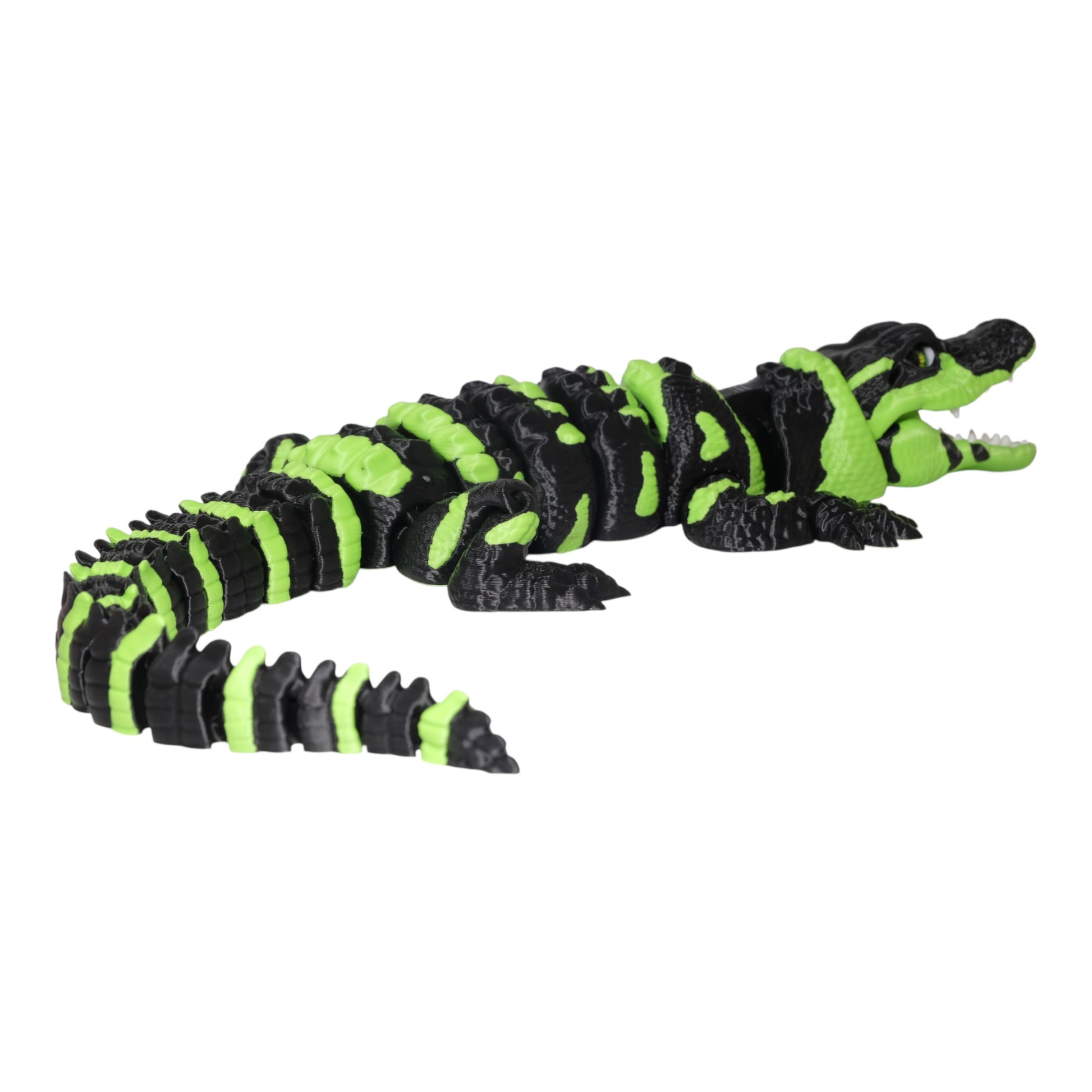 Eklemli Alligator timsah oyuncağı, gerçekçi kıvrılma özelliğine sahip hareketli 3D figür.