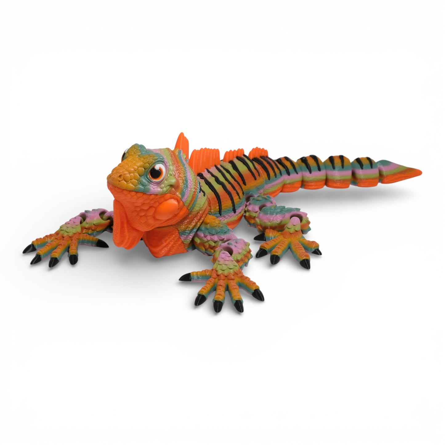 Renkli ve hareketli Scorchback İguana figür oyuncak, dayanıklı ve şık 3D tasarım.