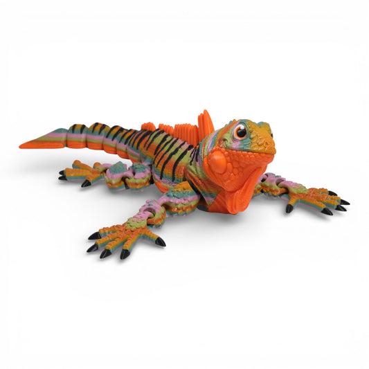 Scorchback İguana figürü, çocuklar için hareketli ve eklemli 3D baskı oyuncak.