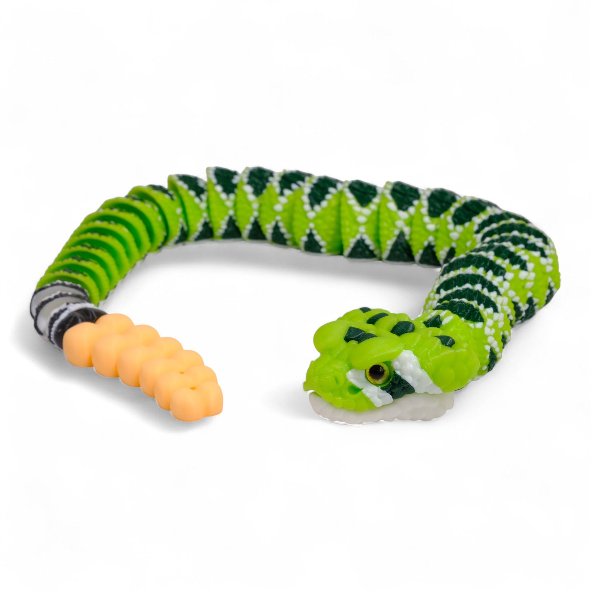 Stres giderici (fidget toy) özellikli, detaylı tasarıma sahip çıngıraklı yılan oyuncak figür.